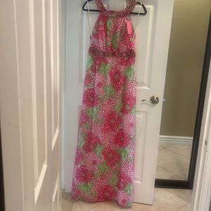 Lilly Pulitzer Briere Silk Chiffon Maxi Dress, Dalia Jubilee,  NWT, Size 8